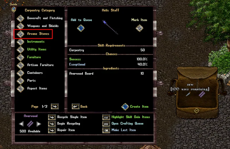 arcanestaff crafting