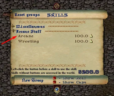 arcanestaff skillsgump