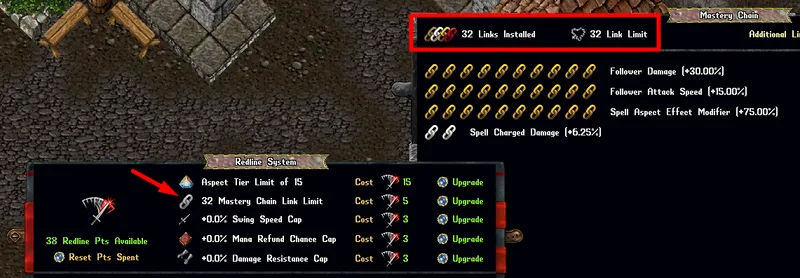 redlinesystem upgrademasterychainlinklimit