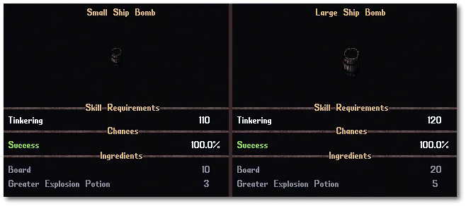 ships craftingshipbombs